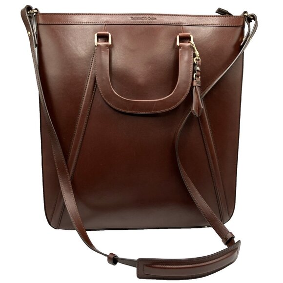 XL Ermengildo Zegna Brown Messenger Briefcase Travel Bag Plus Key Chain Fob - Picture 1 of 14